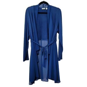 LOGO Lounge by Lori Goldstein Blue Soft Knit Open Front Waterfall Cardigan Sz 1X